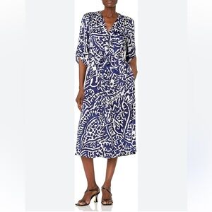 NIC+ZOE Midi Tropical Vacation Print Dress Women Size XXL